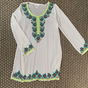 White swimsuit beaded cover-up